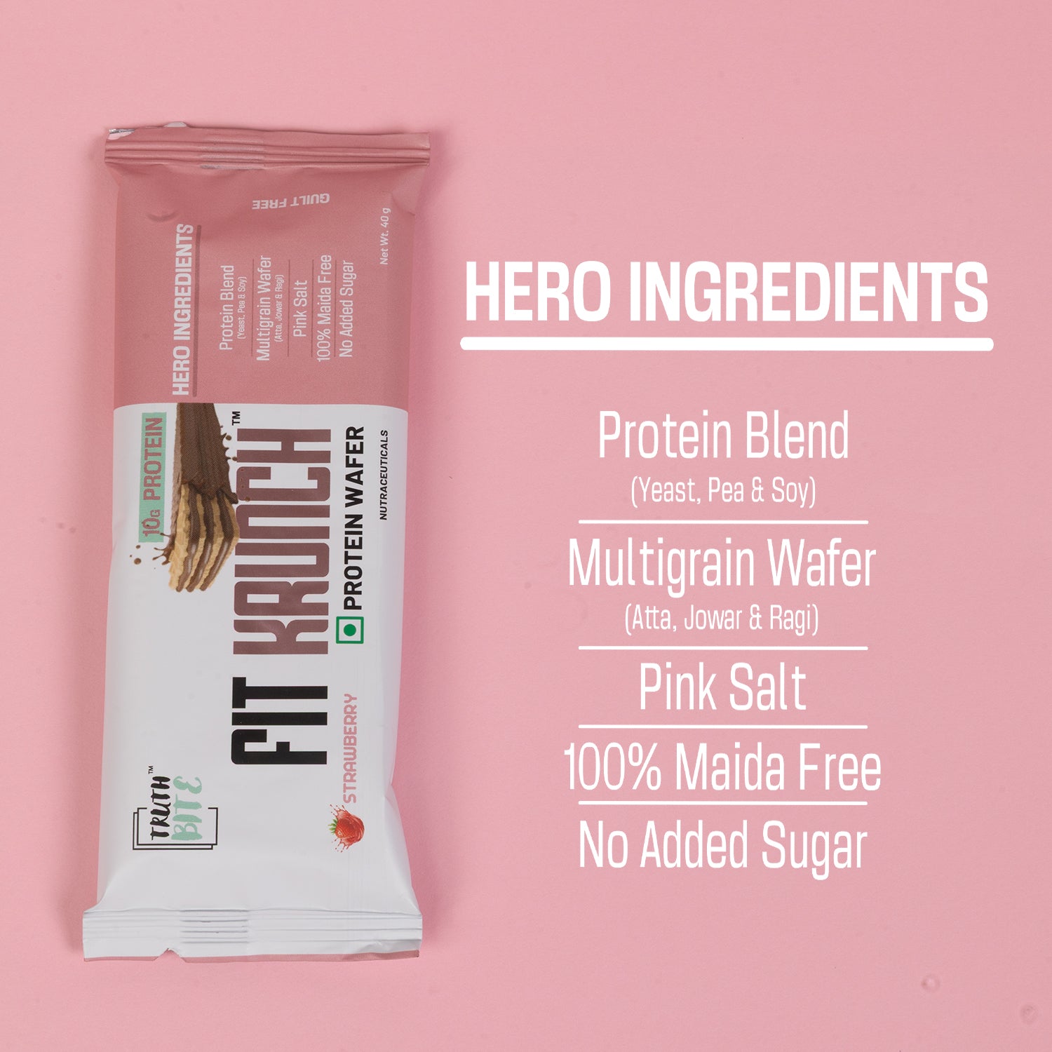 FIT KRUNCH Protein Wafer Bar - Strawberry (Box of 10)